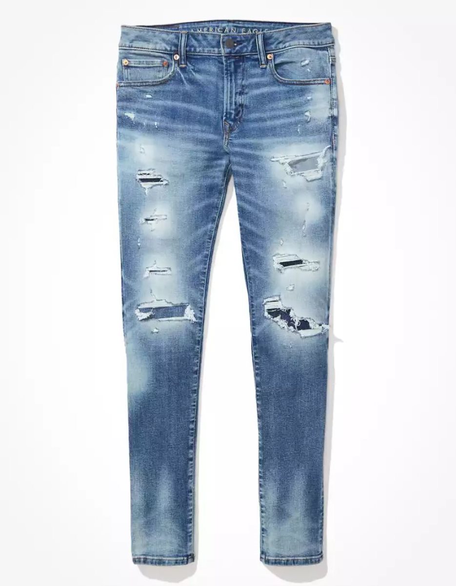 Jean American Eagle AE AirFlex 360 Ripped Mince Multicolore Homme | RSC-97130668